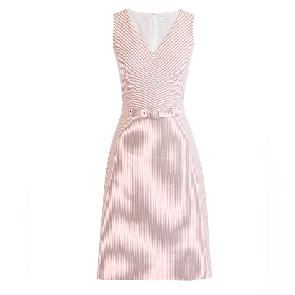 J.Crew Factory Belted Seersucker Dress